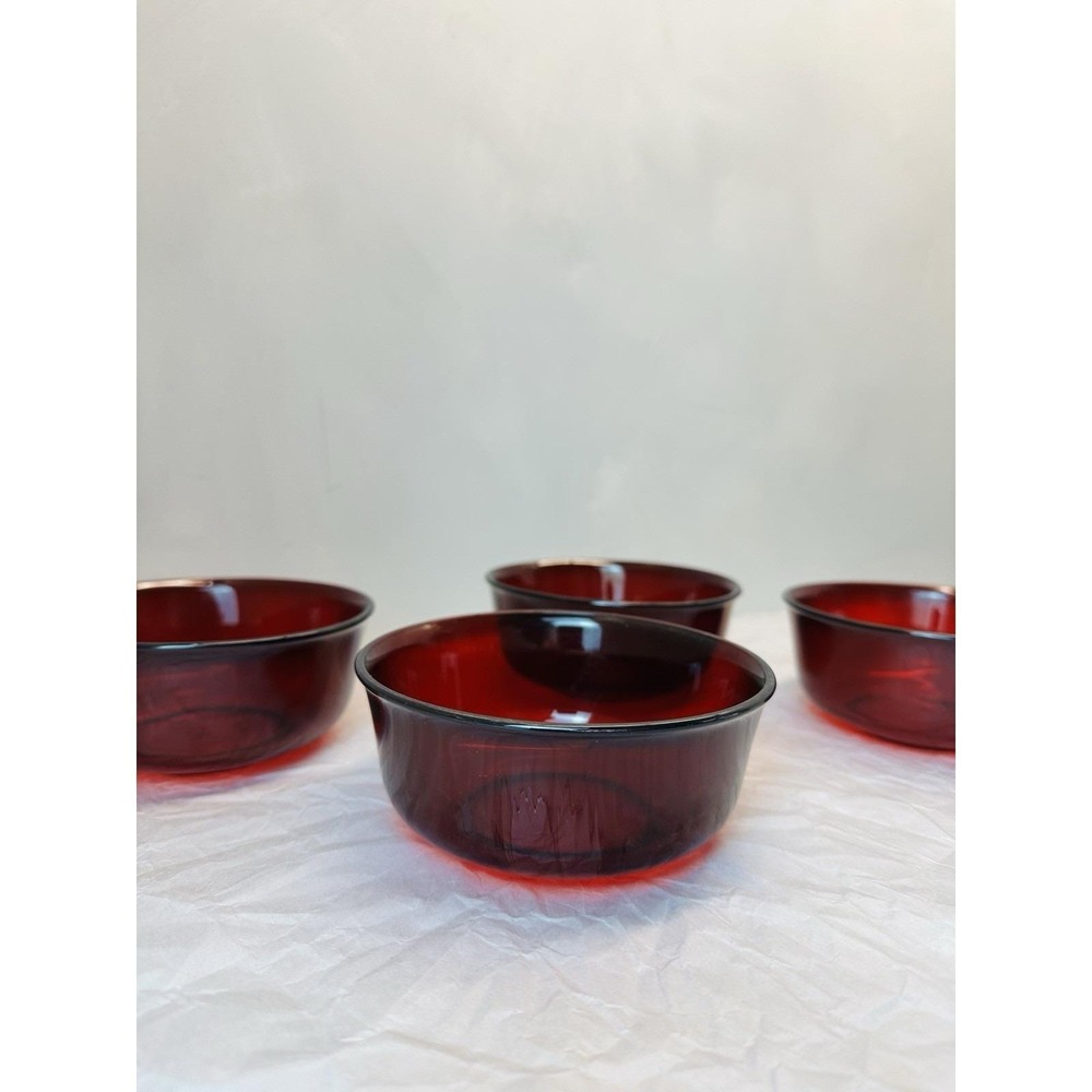 Luminarc Arcoroc France Ruby Red Salad Cereal Bowl Set of 4, 4.75" - Picture 4 of 9